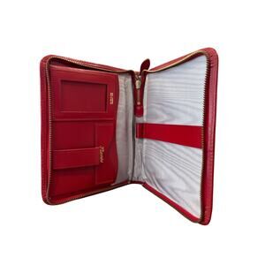 Vtg England Red Leather Writing Case 60s Holds Paper Letters Envelopes Stamps